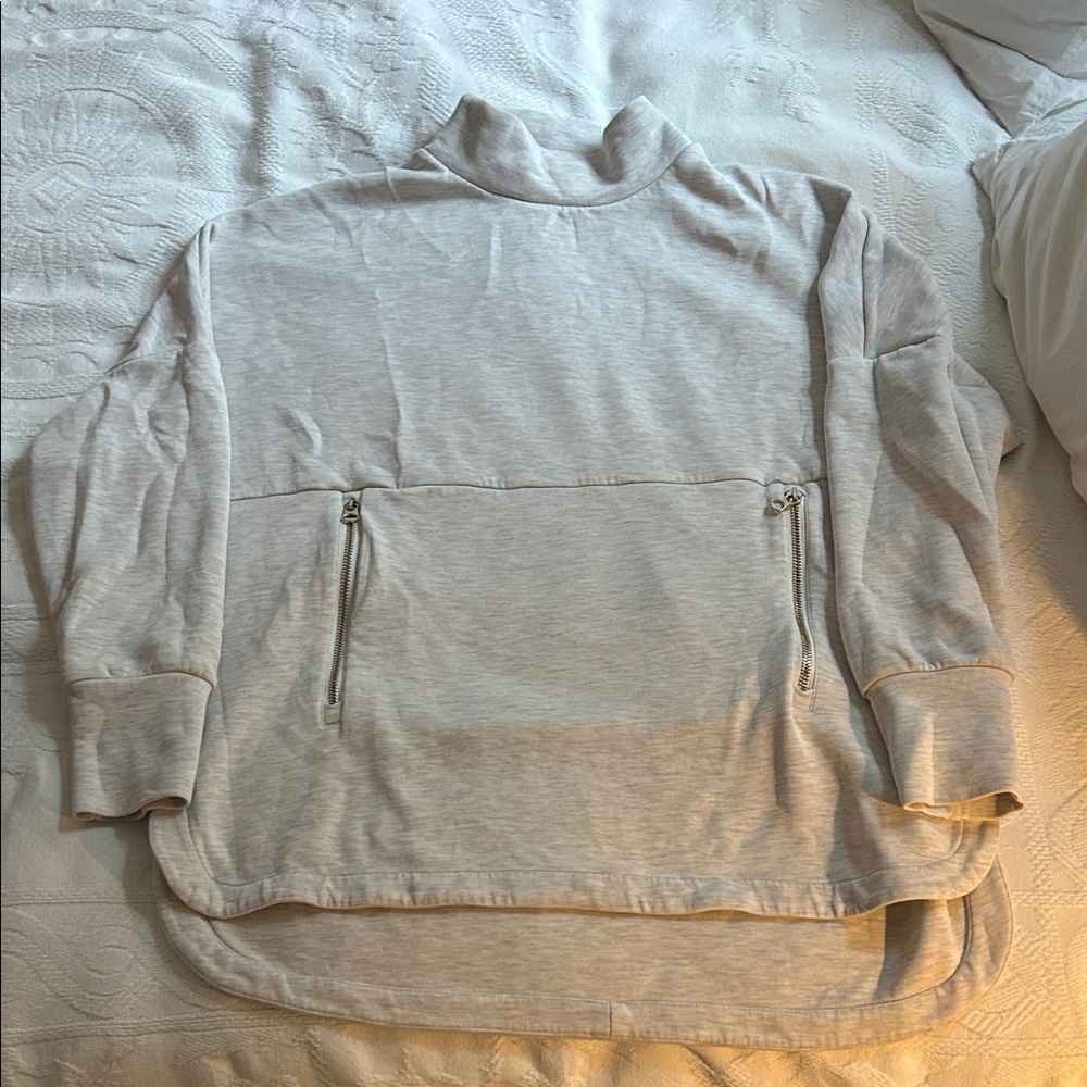 Varley Light Gray Mock Neck Sweatshirt